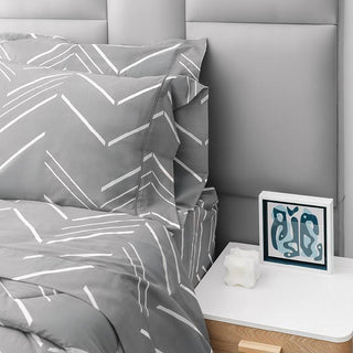 Juego De Sabanas Estampada 250 Hilos Classic 50/50 Tamaño King Color Gris