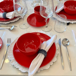 Juego De Vajilla 16 Piezas, 4 Personas, Color Rojo