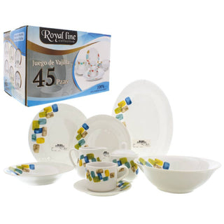 Juego De Vajilla 45 Piezas, 8 Puestos