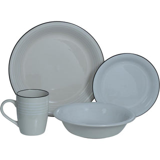 Juego de Vajilla de cerámica blanca, 16 piezas, 4 puestos