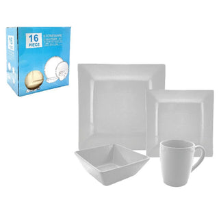 Juego De Vajilla Cuadrada 16 Piezas, 4 Puestos
