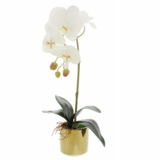 Planta Artificial Orquídea Con Base Dorada 38 Cm