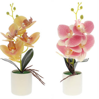 Planta Artificial Orquídea Con Base Blanca 33 Cm