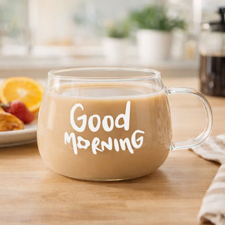 Taza De Vidrio Para Café 380 ML "Good Morning"