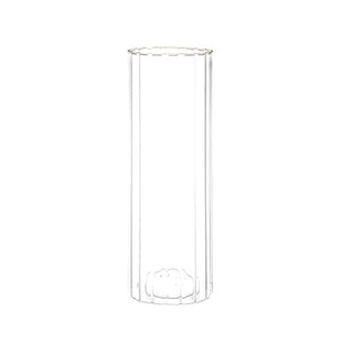 Florero 12 × 35 cm – vidrio transparente borde dorado