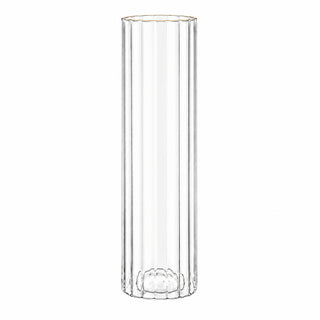 Florero 12 × 40 cm – vidrio transparente borde dorado