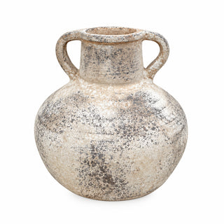 Jarrón de terracota 23 × 24 cm – crema / gris
