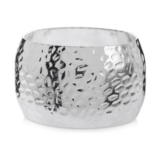 Servilletero De Metal Martillado Color Plateado 5 cm