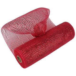 Malla De Navidad Color Rojo Metálico 15 Cm x 9 Metros