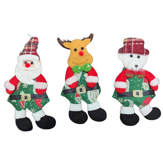 Adorno Colgante Navideño De Felpa Santa, Reno Muñeco de Nieve Color Rojo/Verde/Vino 20 Cm