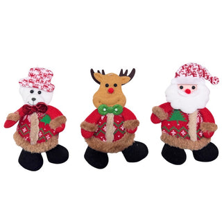 Adorno Colgante Navideño De Felpa Santa, Reno Muñeco de Nieve Color Rojo/Marron 20 Cm