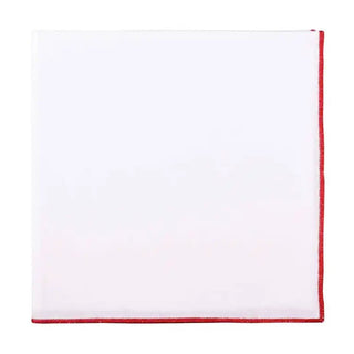 Servilleta de Tela Color Blanco Borde Rojo Bordado 45x45 cm