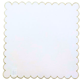Servilleta de Tela Color Blanco Borde Curvo Bordado Color Dorado 45x45 cm