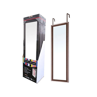 Espejo con ganchos para puerta 30 × 120 cm – chocolate