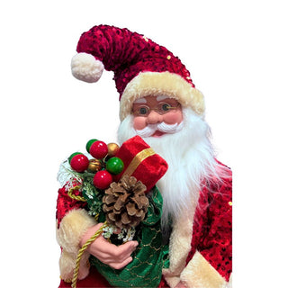 Santa Claus Musical Sentado A Cuerdas Con Regalos 66 Cm