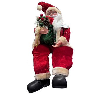 Santa Claus Musical Sentado A Cuerdas Con Regalos 66 Cm