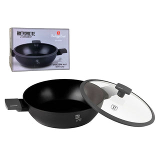 Olla De Aluminio con tapa 28 Cm Con Revestimiento Antiadherente Colección Antracita Berlinger Haus Color Negro