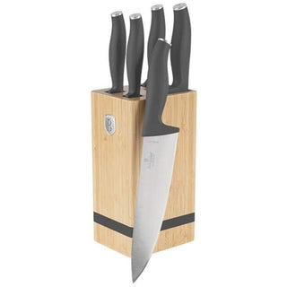 Juego De Cuchillos Acero Inoxidable Con Soporte 6 Piezas  Color Negro Colección Antracita