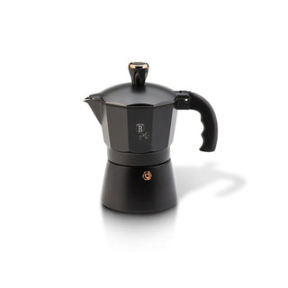 Cafetera Moka De Aluminio 6 Tazas, Color Negro/Oro Rosa Berlinger Haus