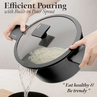 Olla De Aluminio Con Tapa 24Cm Con Revestimiento Antiadherente Colección Antracita Berlinger Haus Color Negro