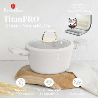 Olla De Aluminio Con Tapa 20 Cm Con Revestimiento Antiadherente Colección Sahara Berlinger Haus Color Beige