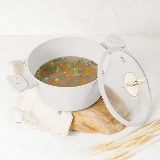 Olla De Aluminio Con Tapa 20 Cm Con Revestimiento Antiadherente Colección Sahara Berlinger Haus Color Beige