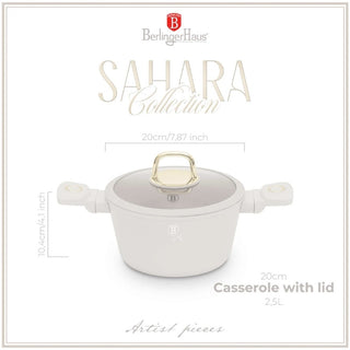 Olla De Aluminio Con Tapa 20 Cm Con Revestimiento Antiadherente Colección Sahara Berlinger Haus Color Beige