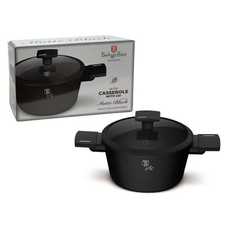 Olla De Aluminio Forjado 20 Cm Revestimiento Antiadherente Colección Matte Black Berlinger Haus Color Negro