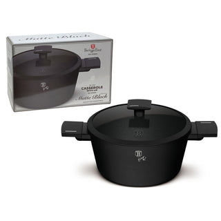 Olla De Aluminio Con Tapa 24Cm Con Revestimiento Antiadherente Colección Matte Black Berlinger Haus Color Negro
