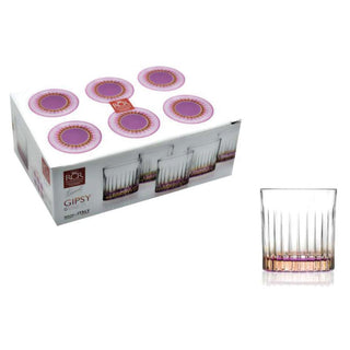 Juego De Vasos De Cristal Rcr 6 Piezas 360 Ml Rosa