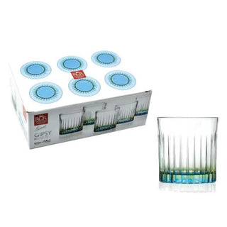 Juego De Vasos De Cristal Rcr 6 Piezas 360 Ml Azul