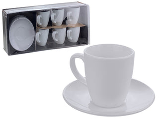 Juego de Tazas de Cerámica 90 CC Color Blanco 12 piezas