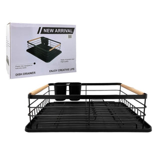 Escurridor de Platos Con Bandeja Medidas 43×32×14 cm en Metal Color Negro