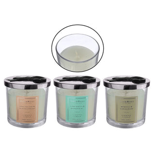 Vela Aromatica De Parafina Con Tapa Vaso De Vidrio 300 Gr.