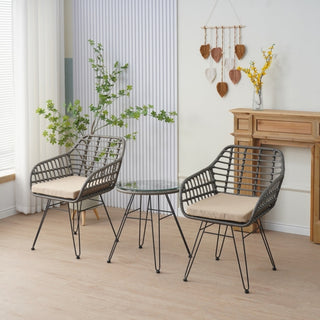 Juego De Muebles Para Terraza o Jardín Color Marrón 3 Piezas Rectangular