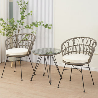 Juego De Muebles Para Terraza o Jardín Color Marrón 3 Piezas Ovalado