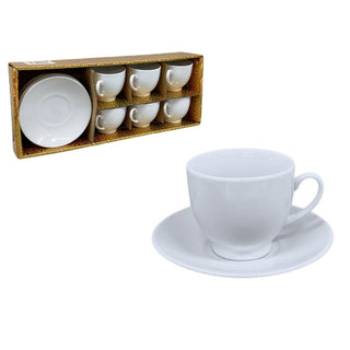 Juego de Tazas de Cerámica 90 CC Color Blanco 12 piezas Taza + Plato