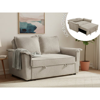 Sofá Cama Love 2 Puestos 145×98×80 cm en Tela Color Gris