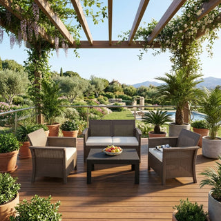 Juego De Muebles Para Terraza o Jardín Color Marrón 3 Piezas