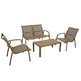 Juego De Muebles Para Terraza o Jardín Color Crema Oscuro 4 Piezas