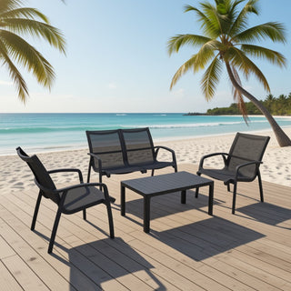Juego De Muebles Para Terraza o Jardín Color Gris Oscuro 4 Piezas