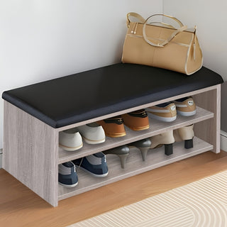 Zapatera Dos Niveles 60×32×44 cm en Mdf Color Crema