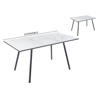 Mesa De Comedor 160x80x76 Cm Base Metal Tope De Vidrio