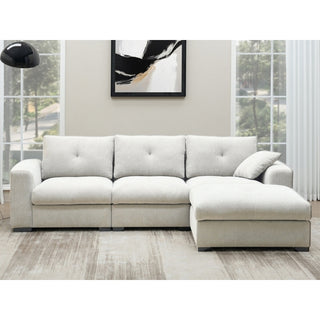 Sofá Modular Estilo Chaise Lounge 280×175×85 Cm en Tela Color Beige