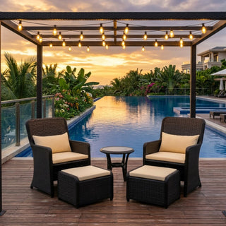 Juego De Muebles Para Terraza o Jardín Color Chocolate 5 Piezas