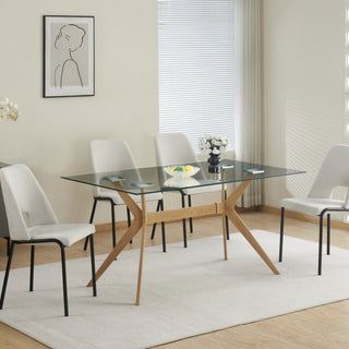 Juego De Comedor 7 Piezas, Sillas En Telas, Mesa Madera y Vidrio