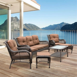 Juego De Muebles Para Terraza, Piscina o Jardín Color Chocolate Oscuro 6 Piezas