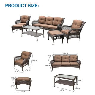 Juego De Muebles Para Terraza, Piscina o Jardín Color Chocolate Oscuro 6 Piezas