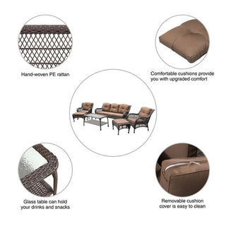 Juego De Muebles Para Terraza, Piscina o Jardín Color Chocolate Oscuro 6 Piezas