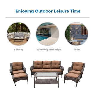 Juego De Muebles Para Terraza, Piscina o Jardín Color Chocolate Oscuro 6 Piezas